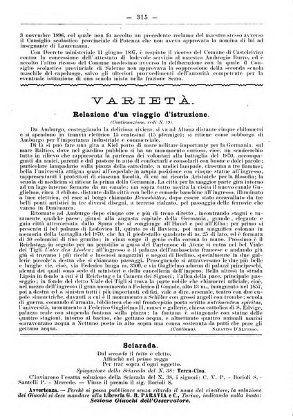 L'osservatore scolastico Giornale d'istruzione e d'educazione premiato all'Esposizione Didattica di Torino (1869)