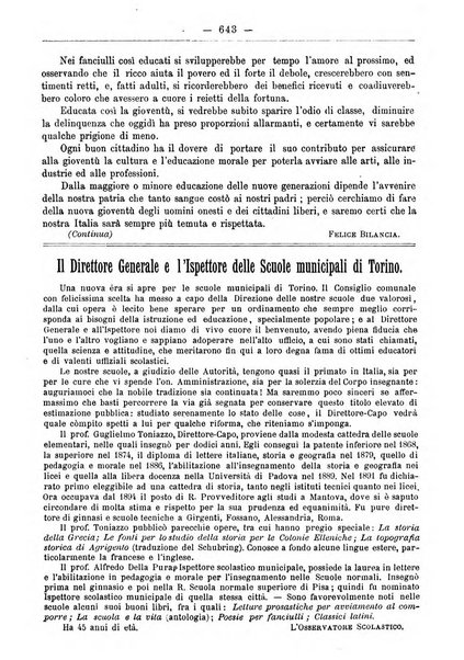 L'osservatore scolastico Giornale d'istruzione e d'educazione premiato all'Esposizione Didattica di Torino (1869)