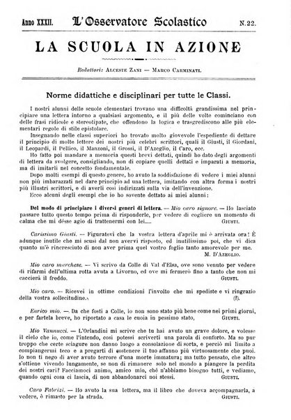 L'osservatore scolastico Giornale d'istruzione e d'educazione premiato all'Esposizione Didattica di Torino (1869)