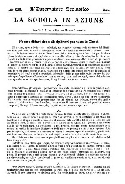 L'osservatore scolastico Giornale d'istruzione e d'educazione premiato all'Esposizione Didattica di Torino (1869)