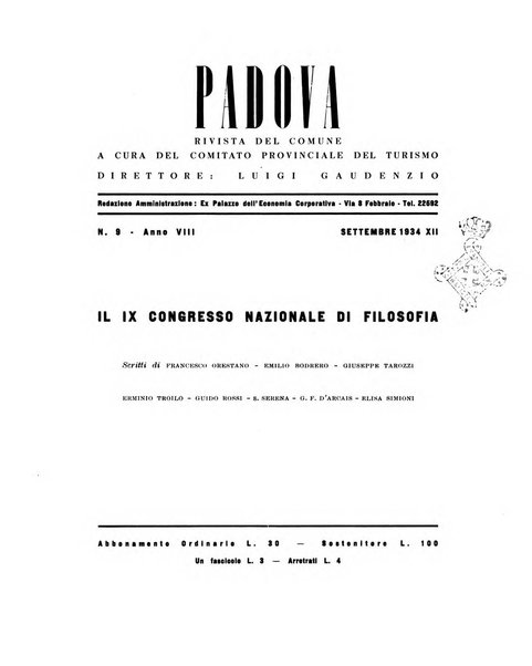 Padova rivista mensile dell'attivita municipale e cittadina