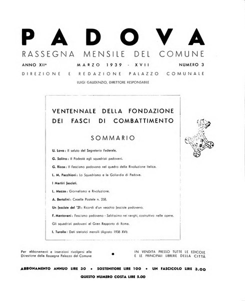 Padova rivista mensile dell'attivita municipale e cittadina