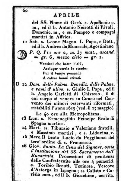 Il Palmaverde almanacco piemontese