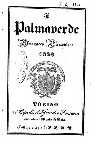 Il Palmaverde almanacco piemontese