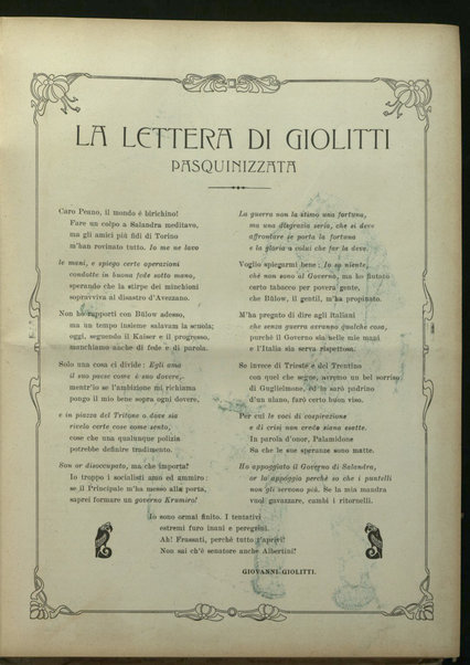 Pasquino : giornale umoristico, non politico, con caricature