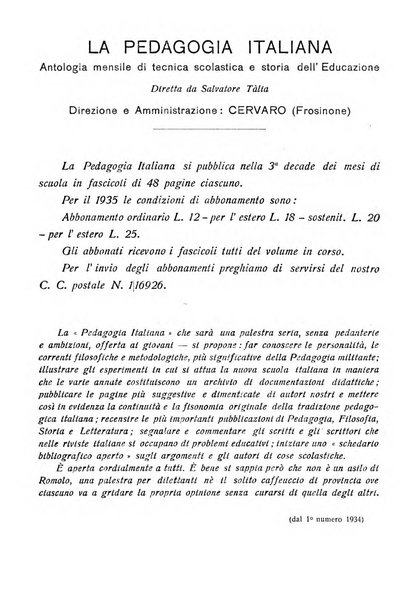 La pedagogia italiana antologia di tecnica scolastica e storia dell'educazione