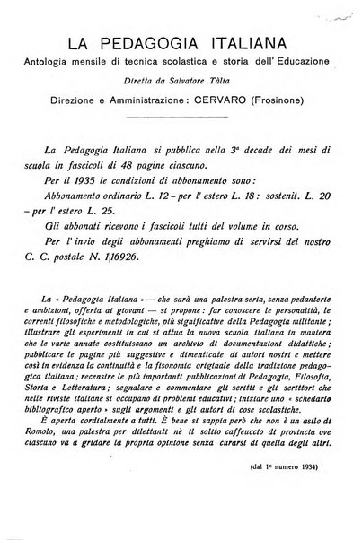 La pedagogia italiana antologia di tecnica scolastica e storia dell'educazione