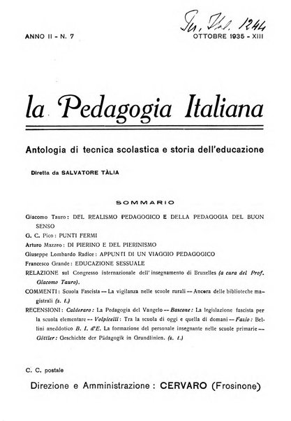 La pedagogia italiana antologia di tecnica scolastica e storia dell'educazione