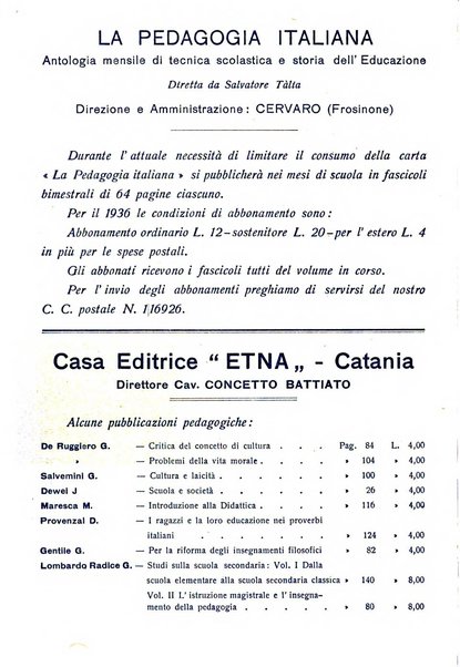 La pedagogia italiana antologia di tecnica scolastica e storia dell'educazione