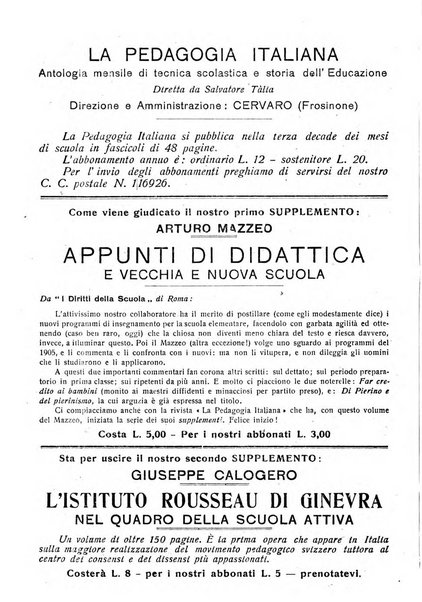 La pedagogia italiana antologia di tecnica scolastica e storia dell'educazione