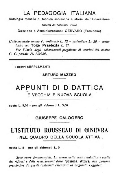 La pedagogia italiana antologia di tecnica scolastica e storia dell'educazione