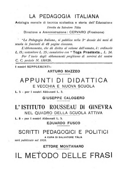 La pedagogia italiana antologia di tecnica scolastica e storia dell'educazione