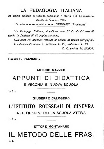 La pedagogia italiana antologia di tecnica scolastica e storia dell'educazione