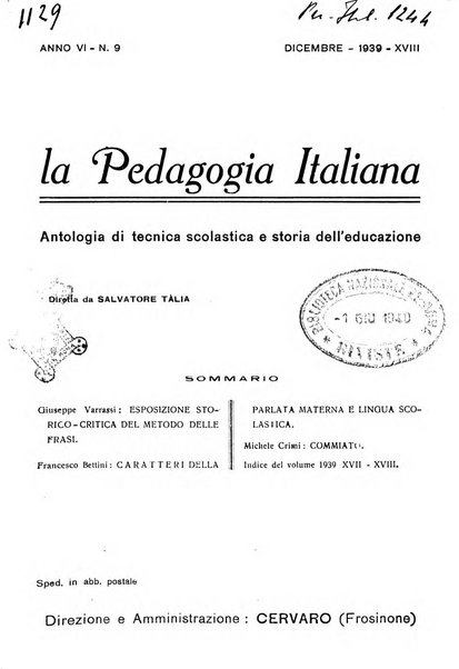 La pedagogia italiana antologia di tecnica scolastica e storia dell'educazione