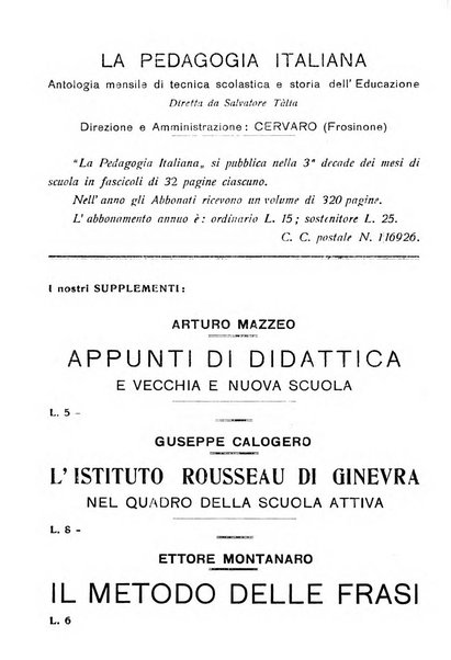 La pedagogia italiana antologia di tecnica scolastica e storia dell'educazione