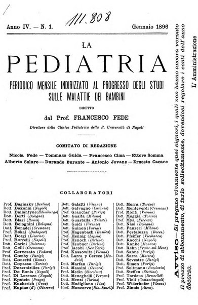 La pediatria periodico mensile indirizzato al progresso degli studi sulle malattie dei bambini