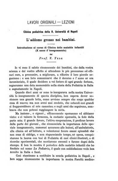 La pediatria periodico mensile indirizzato al progresso degli studi sulle malattie dei bambini