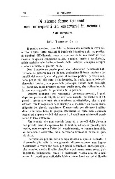 La pediatria periodico mensile indirizzato al progresso degli studi sulle malattie dei bambini