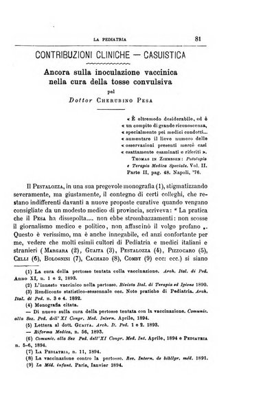 La pediatria periodico mensile indirizzato al progresso degli studi sulle malattie dei bambini