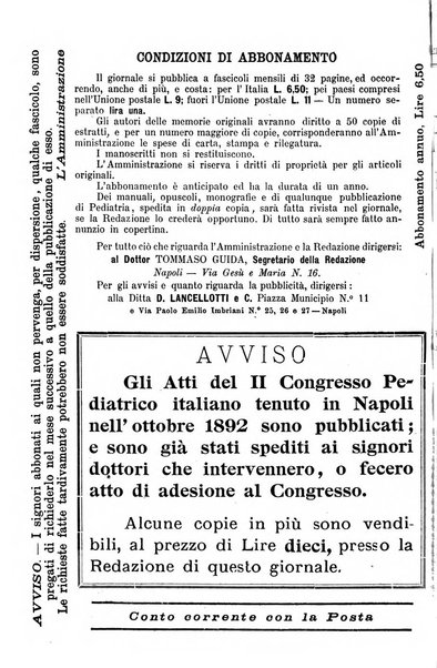 La pediatria periodico mensile indirizzato al progresso degli studi sulle malattie dei bambini