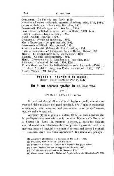 La pediatria periodico mensile indirizzato al progresso degli studi sulle malattie dei bambini