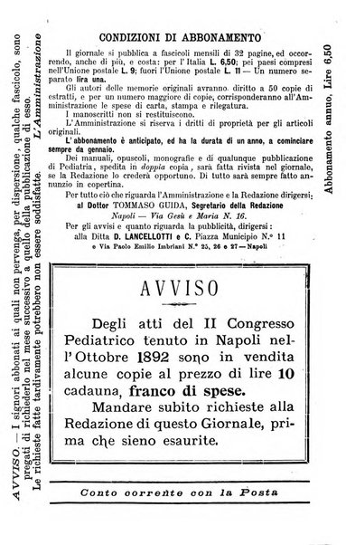 La pediatria periodico mensile indirizzato al progresso degli studi sulle malattie dei bambini