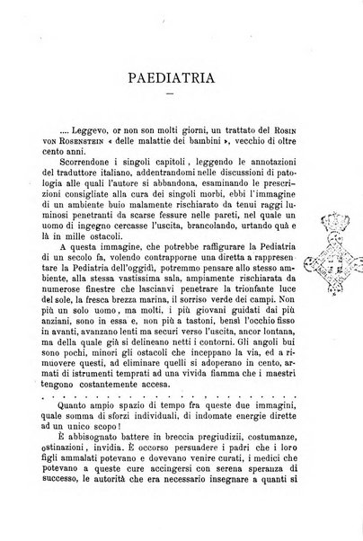 La pediatria periodico mensile indirizzato al progresso degli studi sulle malattie dei bambini