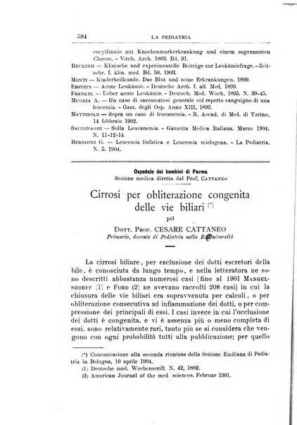 La pediatria periodico mensile indirizzato al progresso degli studi sulle malattie dei bambini