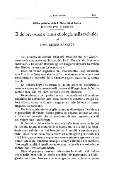 La pediatria periodico mensile indirizzato al progresso degli studi sulle malattie dei bambini