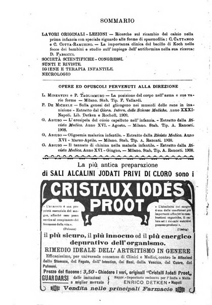 La pediatria periodico mensile indirizzato al progresso degli studi sulle malattie dei bambini