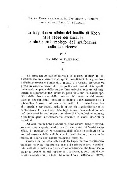 La pediatria periodico mensile indirizzato al progresso degli studi sulle malattie dei bambini