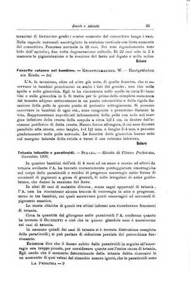 La pediatria periodico mensile indirizzato al progresso degli studi sulle malattie dei bambini