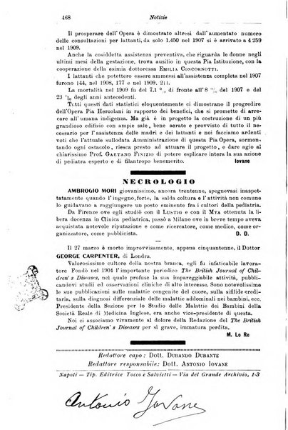 La pediatria periodico mensile indirizzato al progresso degli studi sulle malattie dei bambini