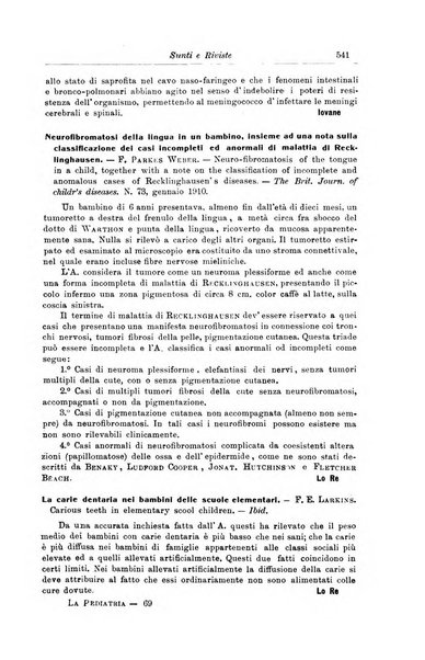 La pediatria periodico mensile indirizzato al progresso degli studi sulle malattie dei bambini