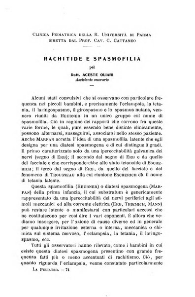 La pediatria periodico mensile indirizzato al progresso degli studi sulle malattie dei bambini