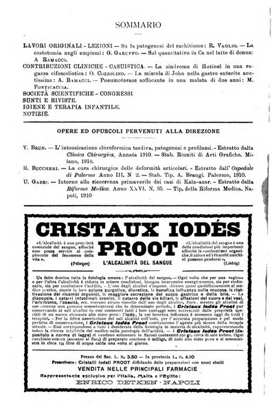 La pediatria periodico mensile indirizzato al progresso degli studi sulle malattie dei bambini