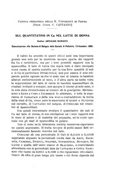 La pediatria periodico mensile indirizzato al progresso degli studi sulle malattie dei bambini