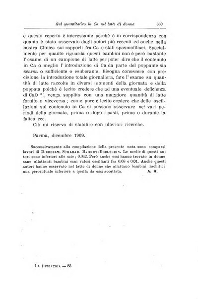 La pediatria periodico mensile indirizzato al progresso degli studi sulle malattie dei bambini