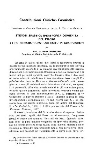 La pediatria periodico mensile indirizzato al progresso degli studi sulle malattie dei bambini