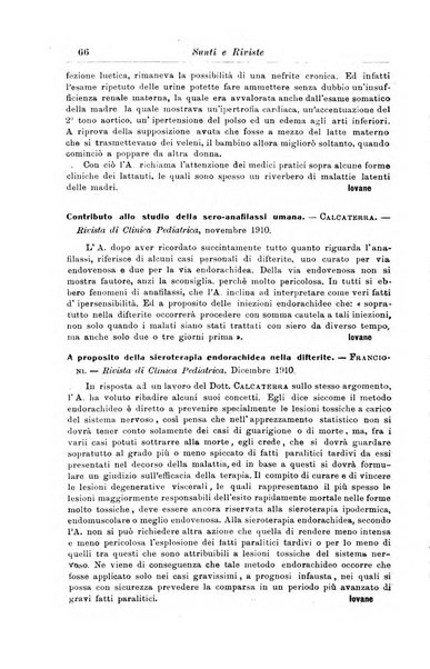 La pediatria periodico mensile indirizzato al progresso degli studi sulle malattie dei bambini