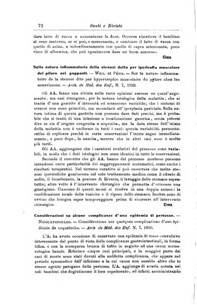 La pediatria periodico mensile indirizzato al progresso degli studi sulle malattie dei bambini