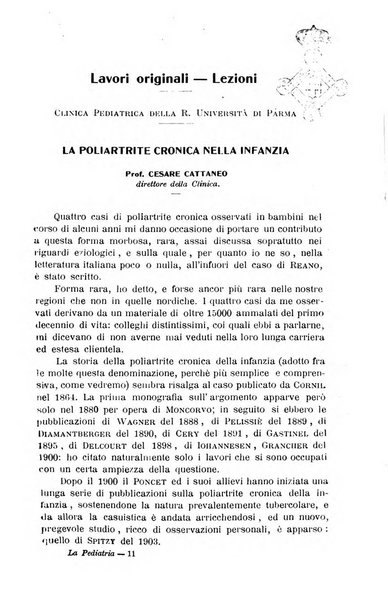 La pediatria periodico mensile indirizzato al progresso degli studi sulle malattie dei bambini