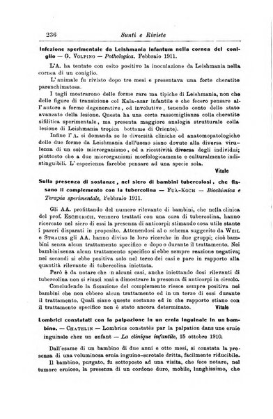 La pediatria periodico mensile indirizzato al progresso degli studi sulle malattie dei bambini