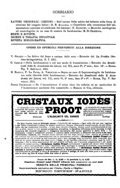 La pediatria periodico mensile indirizzato al progresso degli studi sulle malattie dei bambini