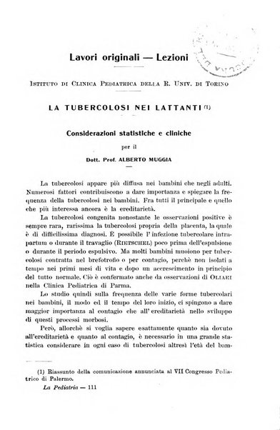 La pediatria periodico mensile indirizzato al progresso degli studi sulle malattie dei bambini