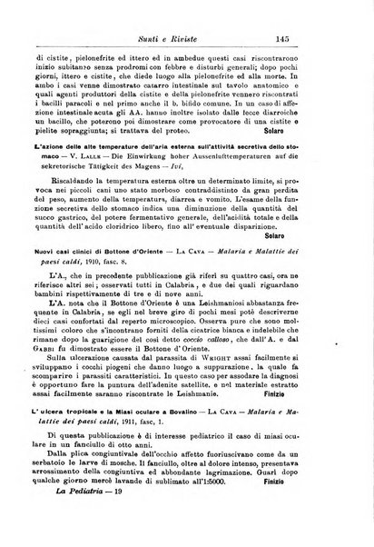 La pediatria periodico mensile indirizzato al progresso degli studi sulle malattie dei bambini