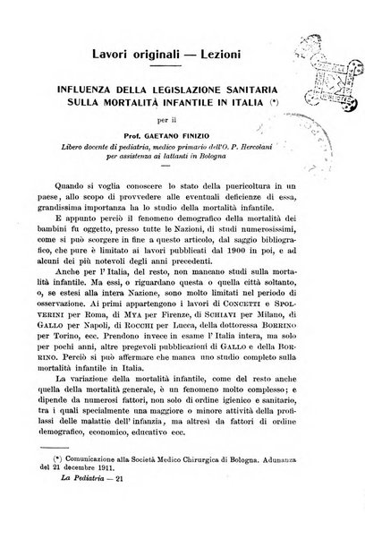 La pediatria periodico mensile indirizzato al progresso degli studi sulle malattie dei bambini