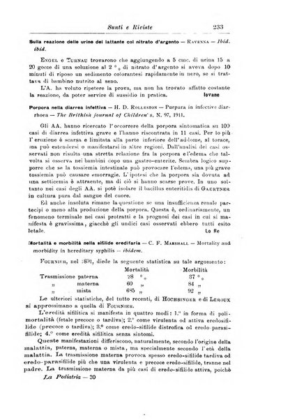 La pediatria periodico mensile indirizzato al progresso degli studi sulle malattie dei bambini