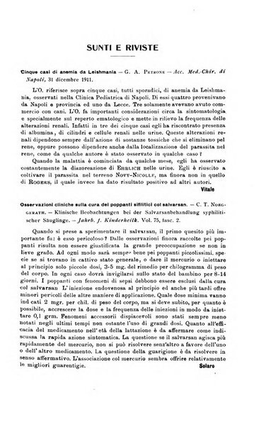 La pediatria periodico mensile indirizzato al progresso degli studi sulle malattie dei bambini