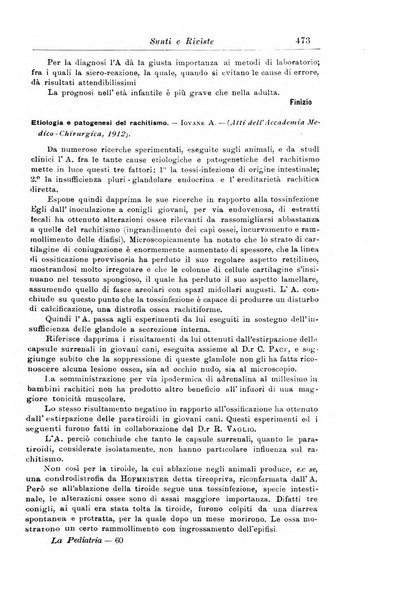 La pediatria periodico mensile indirizzato al progresso degli studi sulle malattie dei bambini